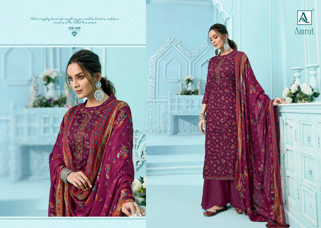 Alok Amrut Fancy Casual Wear Pure jam Cotton Digital Style Print with Embroidery and Swarovski Diamond Cotton Designer Dress Material Collection

