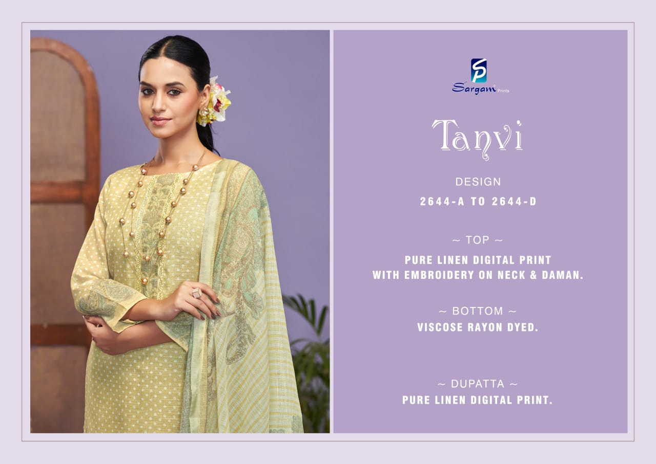 Tanvi by Sargam Lilen Printed Embroidery Salwar Suit Exporters In India