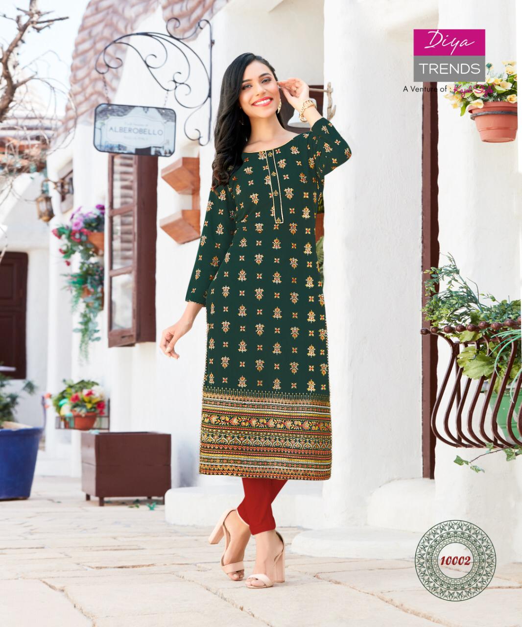 Garden City 10 Ethnic Wear Designer Printed Rayon Kurtis Collection
