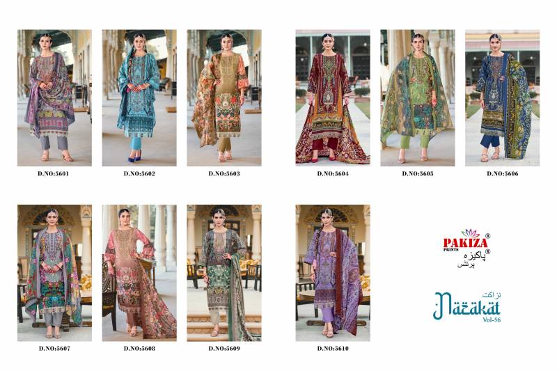 Nazakat Vol 56 By Pakiza Lawn Printed Dress Material Exporters In India
