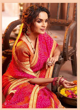 Hirva Latest Bandhani Style Designer Saree Collection 