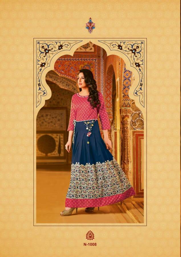 Kiana Nazrana Special Designer Festive Wear Long Cotton Kurtis Collection

