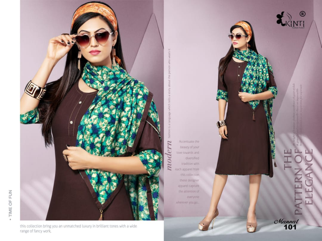 Kinti Mannat Latest designer fancy Regular Wear rayon Kurtis Collection
