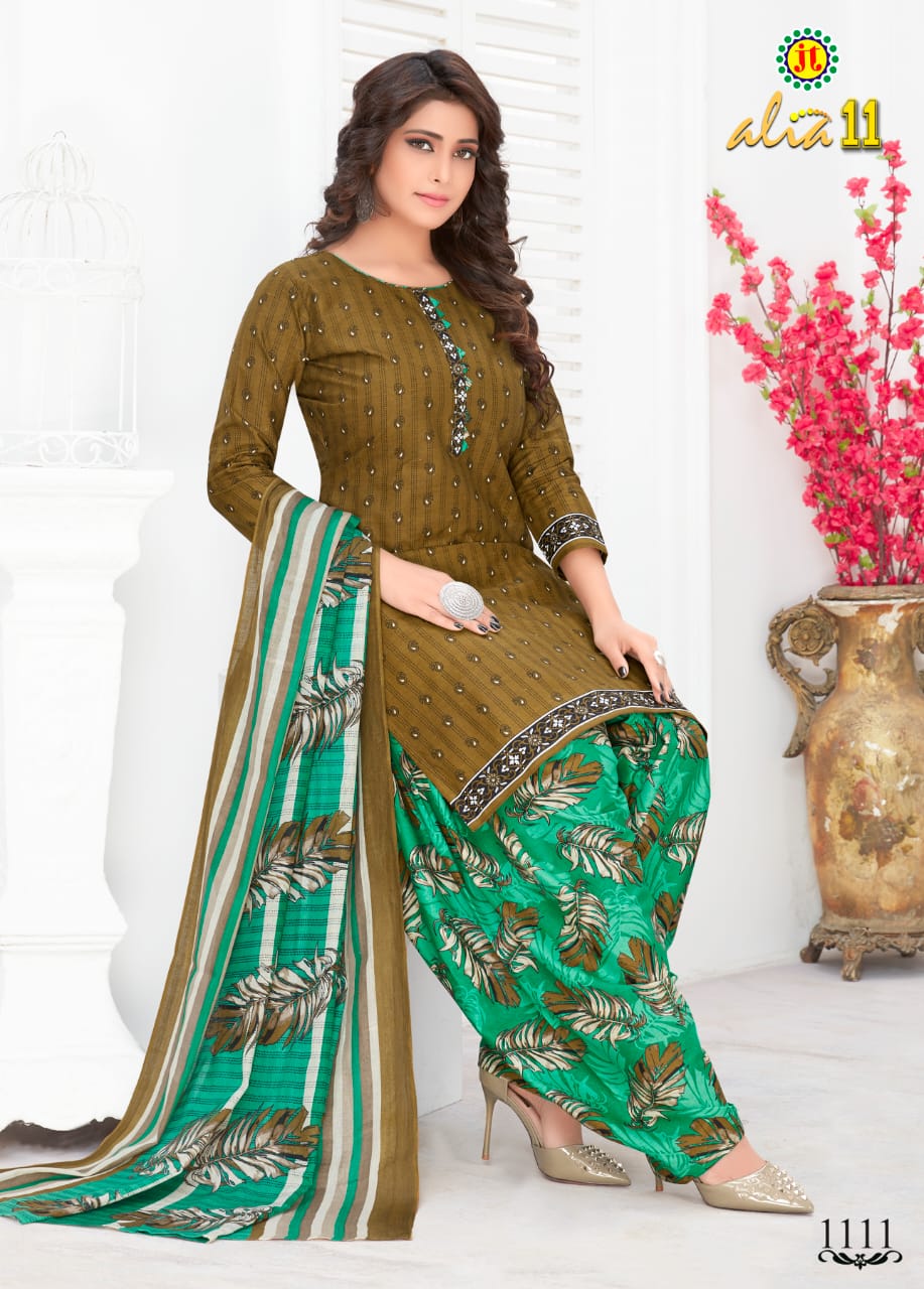 Jt Alia 11 Regular Wear Printed pure Cotton Dress Material With Chiffon Dupatta Collection