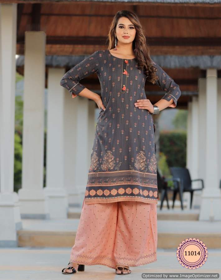 Bibas 11 Ethnic Wear Rayon Printed Kurti With Bottom Collection