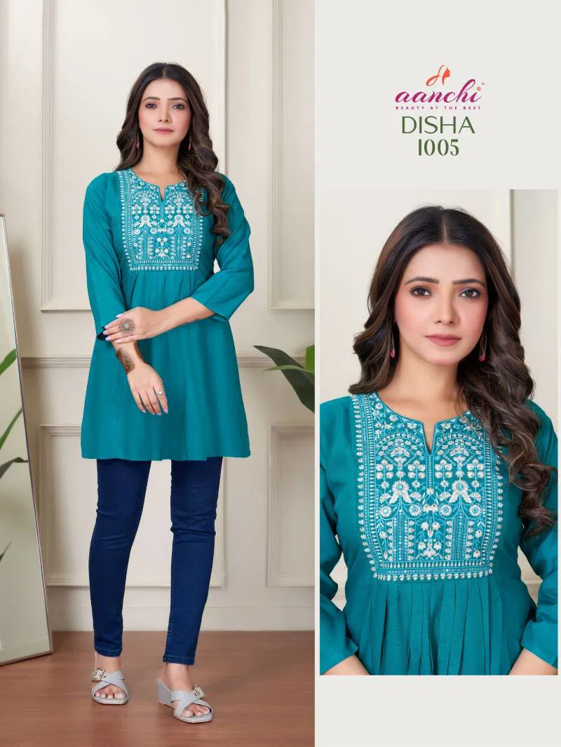 Disha By Aanchi Short Top 1 Rayon Embroidered Tops Suppliers In India