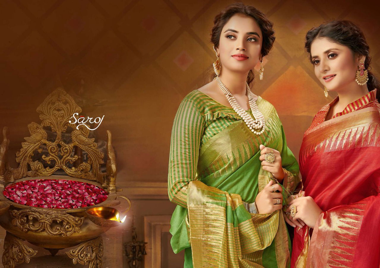 Saroj Juhi Cotton Silk Latest fancy Festive Wear Designer Cotton Sarees Collection
