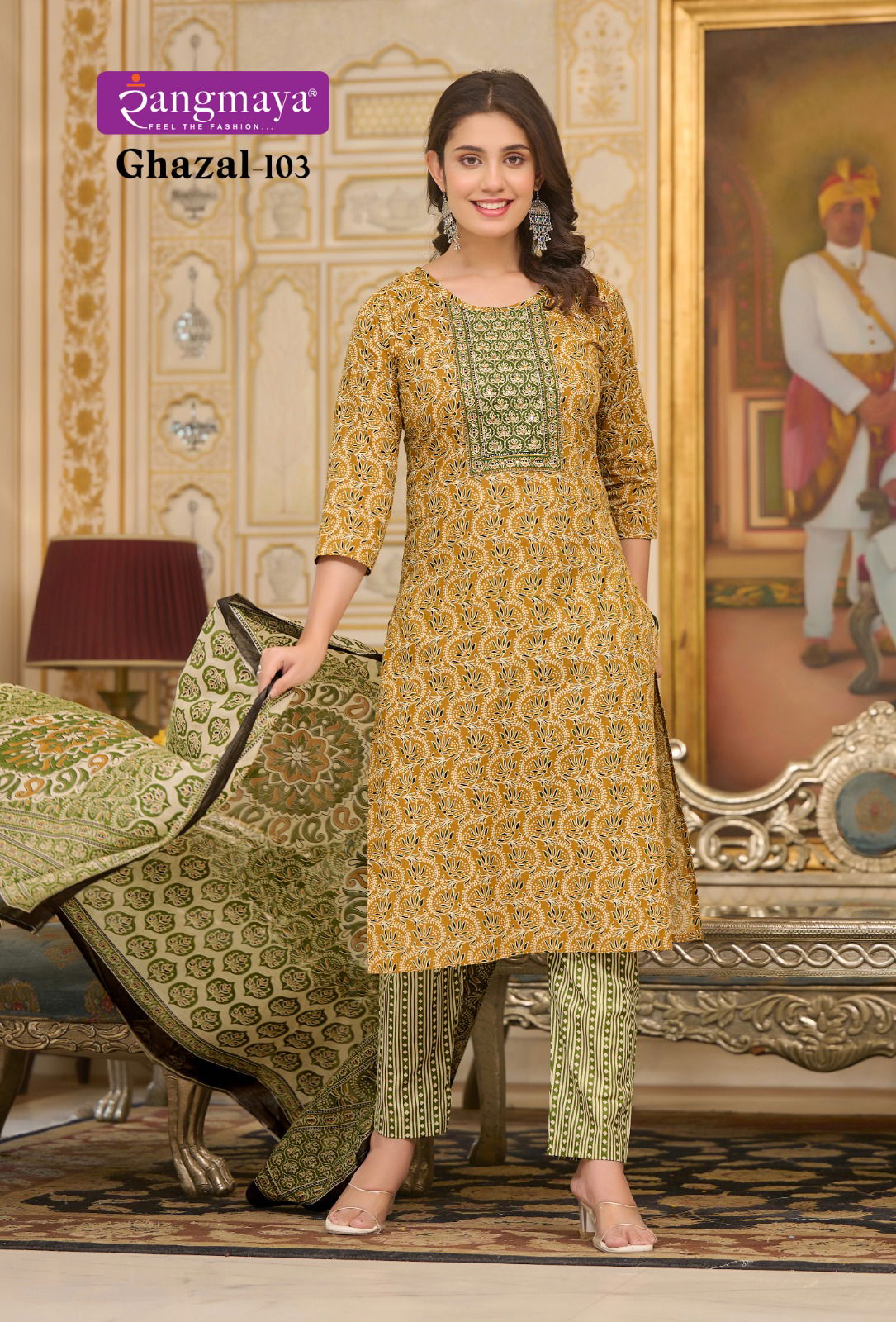 Ghazal By Rangmaya Printed Cotton Kurti With Bottom Dupatta Wholesale Clothing Suppliers In India
