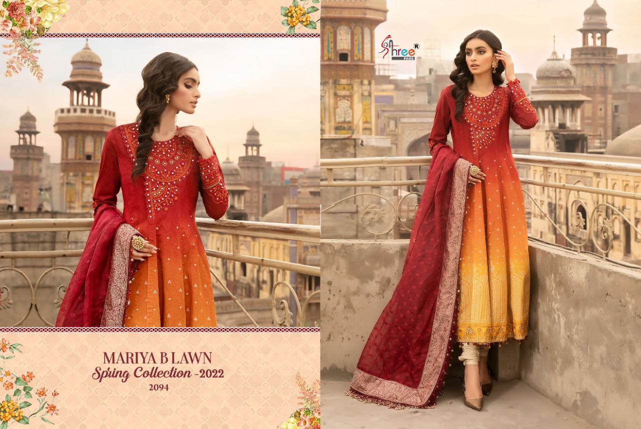 Shree Mariya B Lawn Spring 2022 Heavy Wedding Wear Cotton Pakistani Salwar Kameez Collection