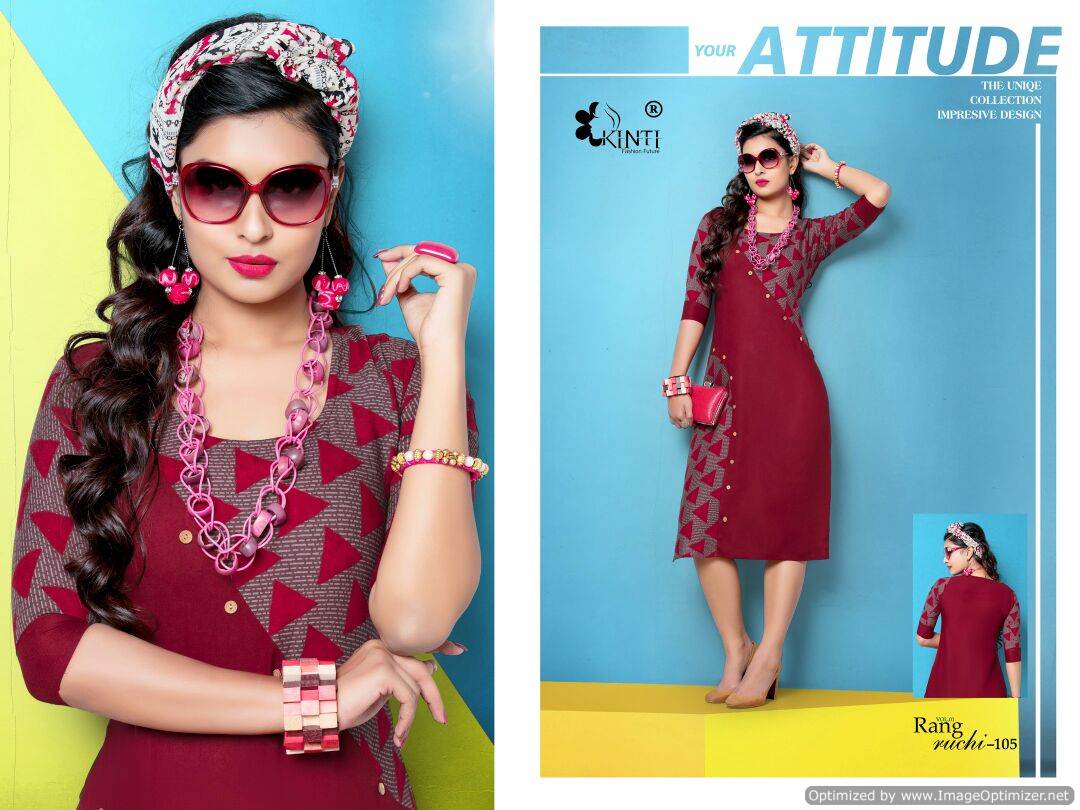 Kinti-Rang Ruchi Fancy Regular wear Pure Rayon printed Kurtis Collection

