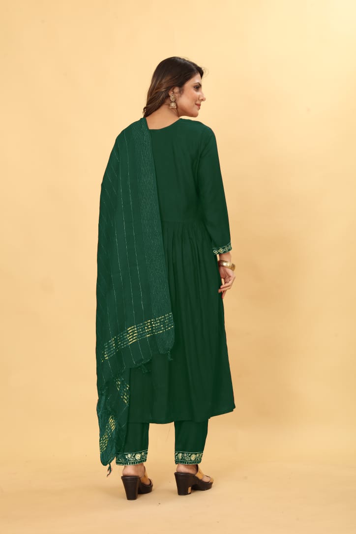 Shamal Reyon Naira Cut Kurti With Bottom Dupatta Suplliers In India