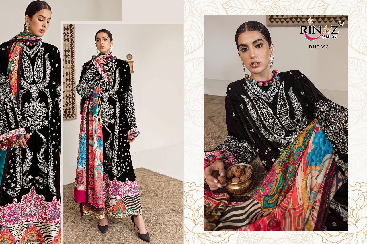 Rinaz Black Coin Festival Wear Cambric Cotton Pakistani Salwar Kameez Collection
