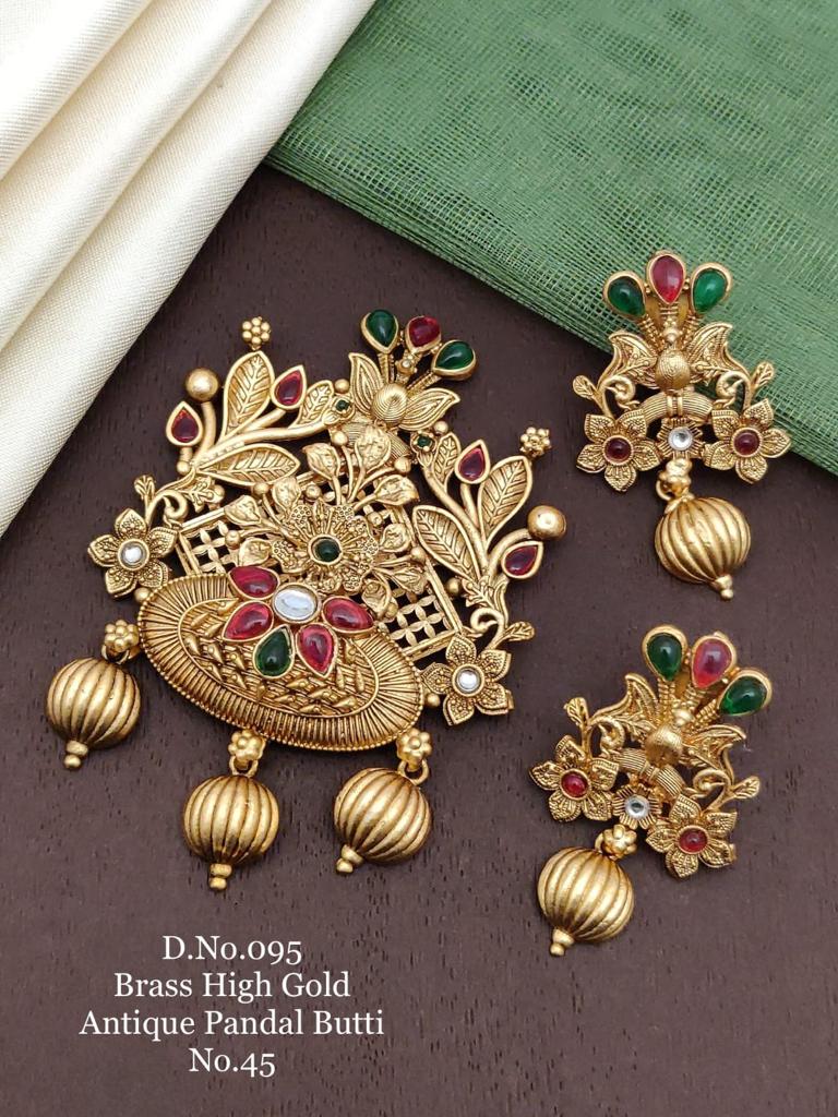 Brass High Gold Antique Pandal Butti Set Catalog