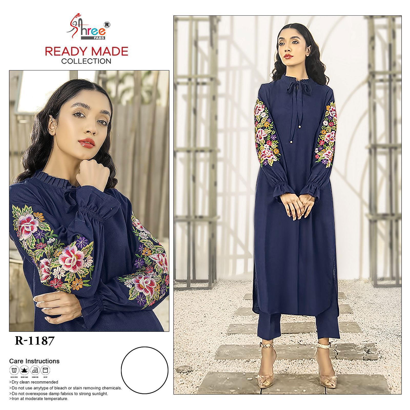 R 1187 By Shree Fab Chiffon Pakistani Kurti With Bottom Catalog