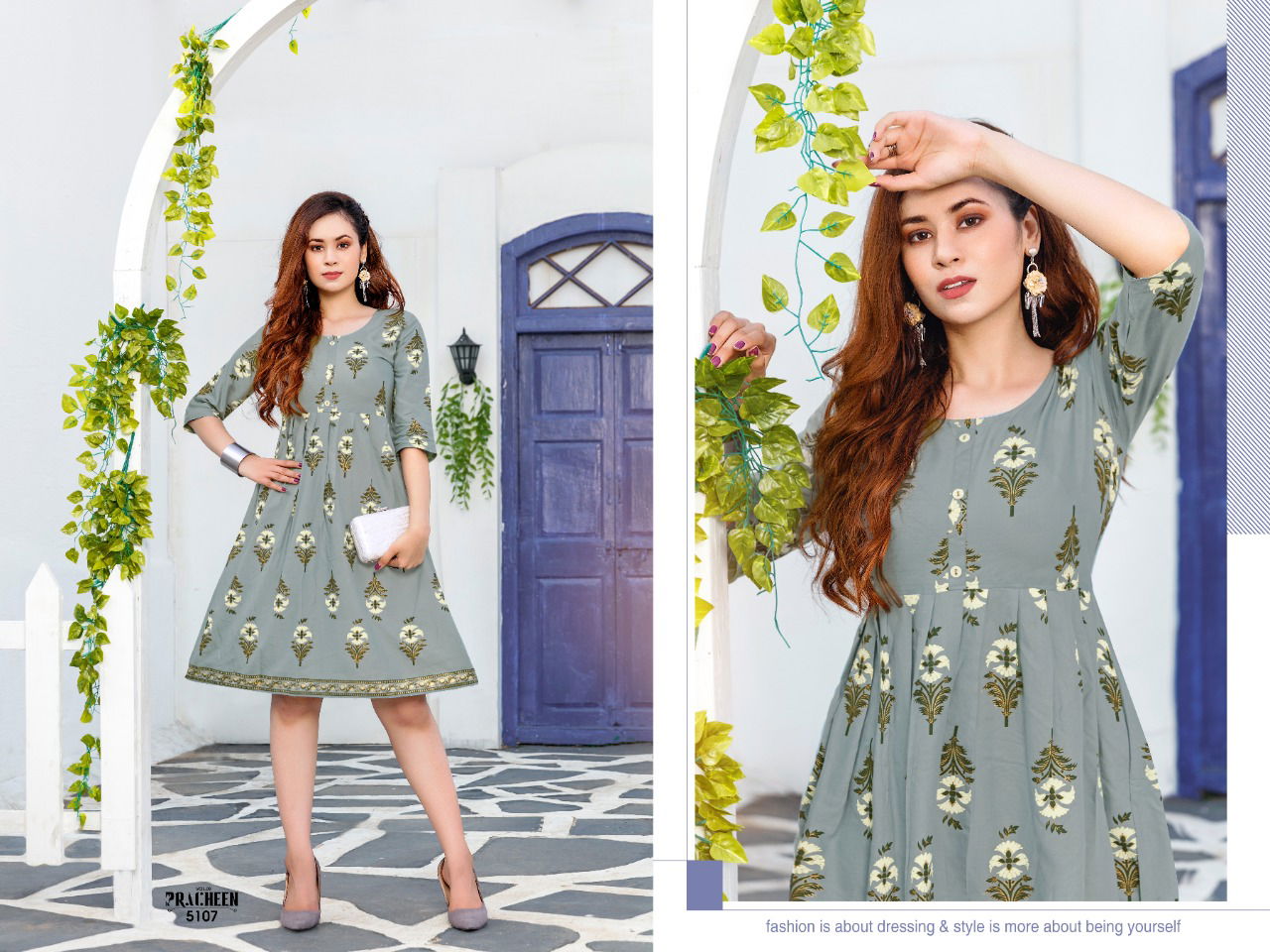 PRACHEEN VOL 9 Rayon Prints flair Designer Casual Daily Wear Kurtis Collection 