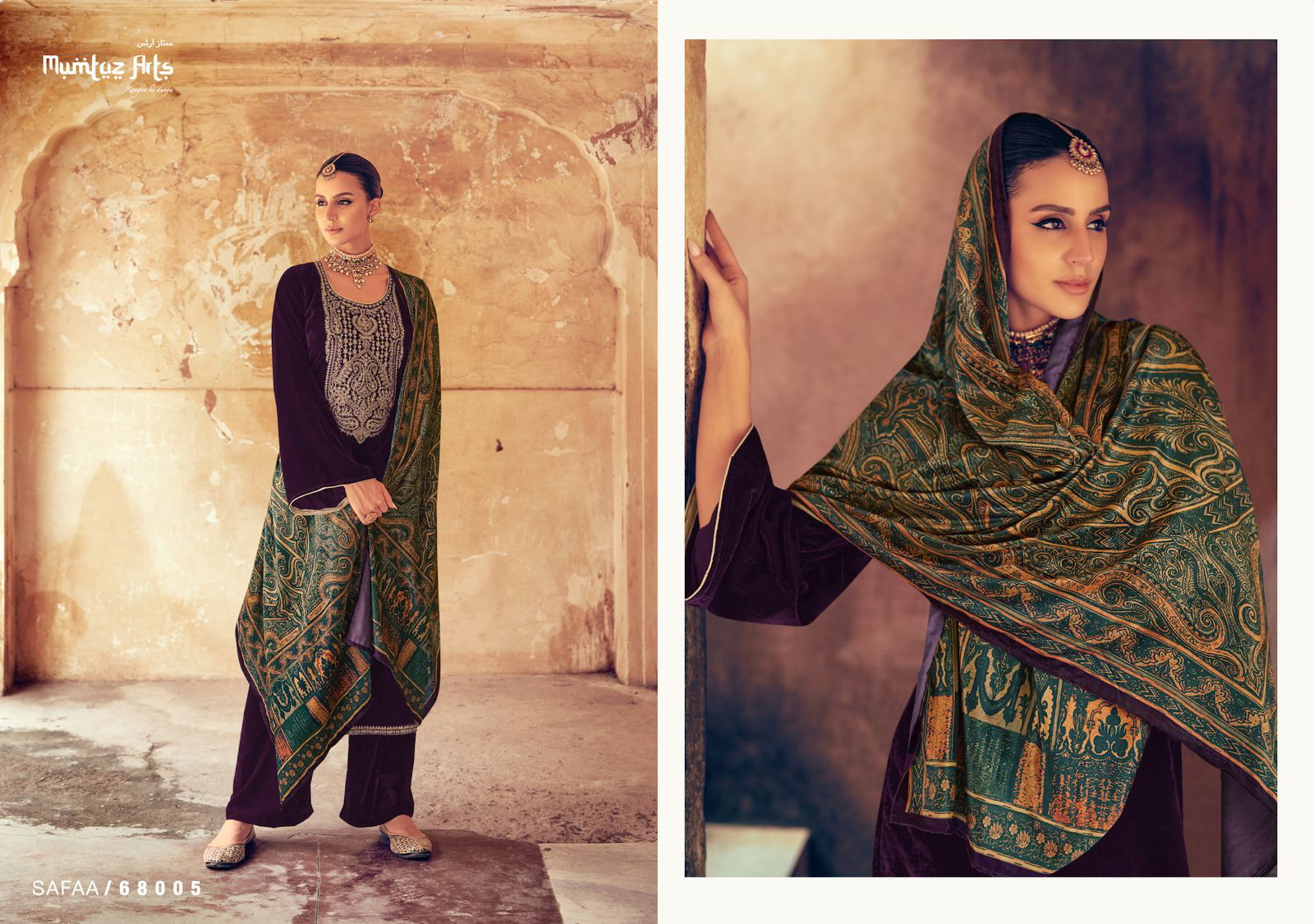 Safaa By Mumtaz Arts Velvet Print Kurti bottom With Dupatta Dress Material Catalog
