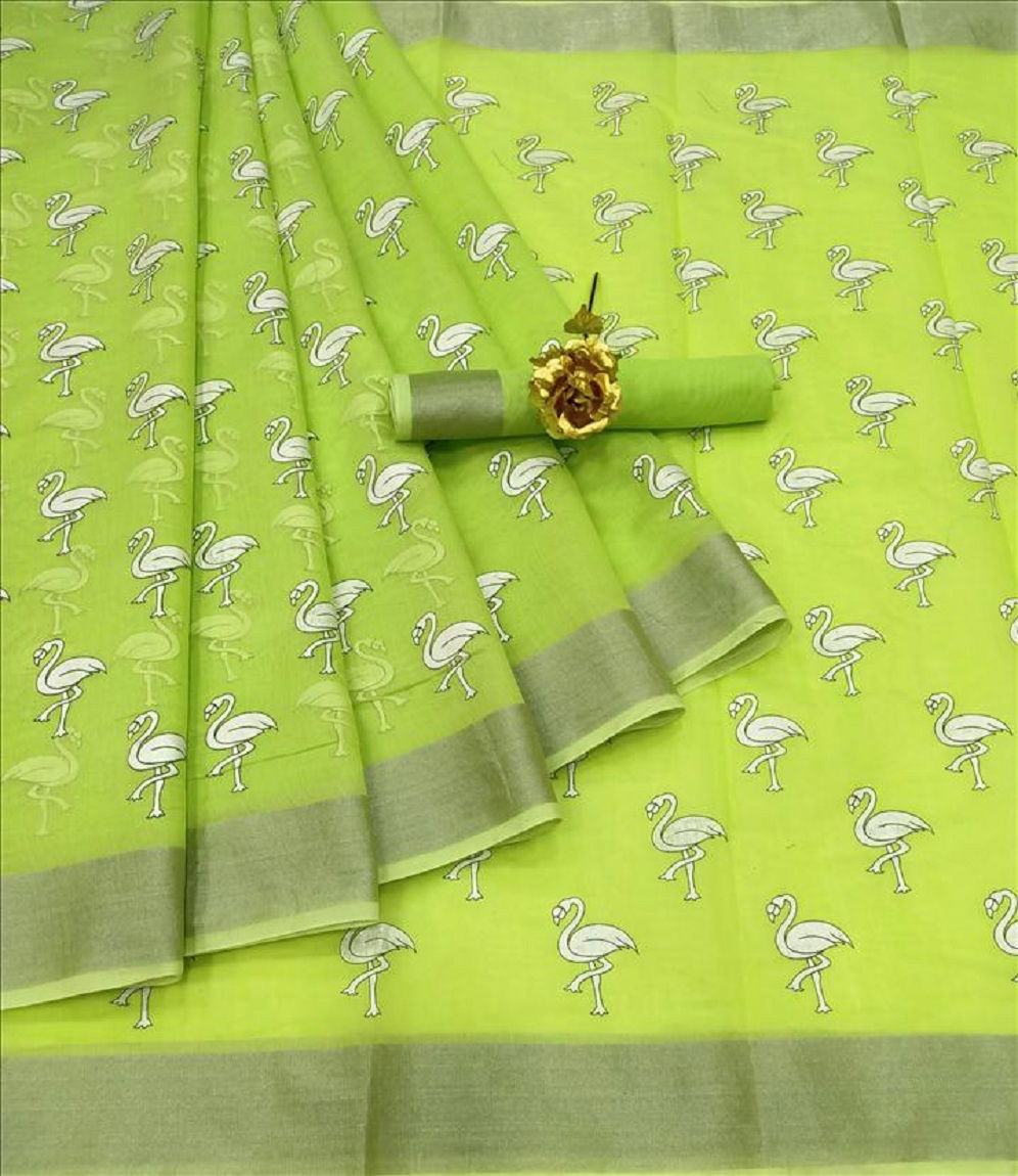 Linen Chakli Latest Casual Regular Wear Printed Cotton Linen Saree Collection