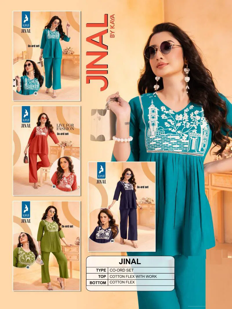 Jinal By Kaya Cotton Flex With Work Co Ord Set Wholesale Online