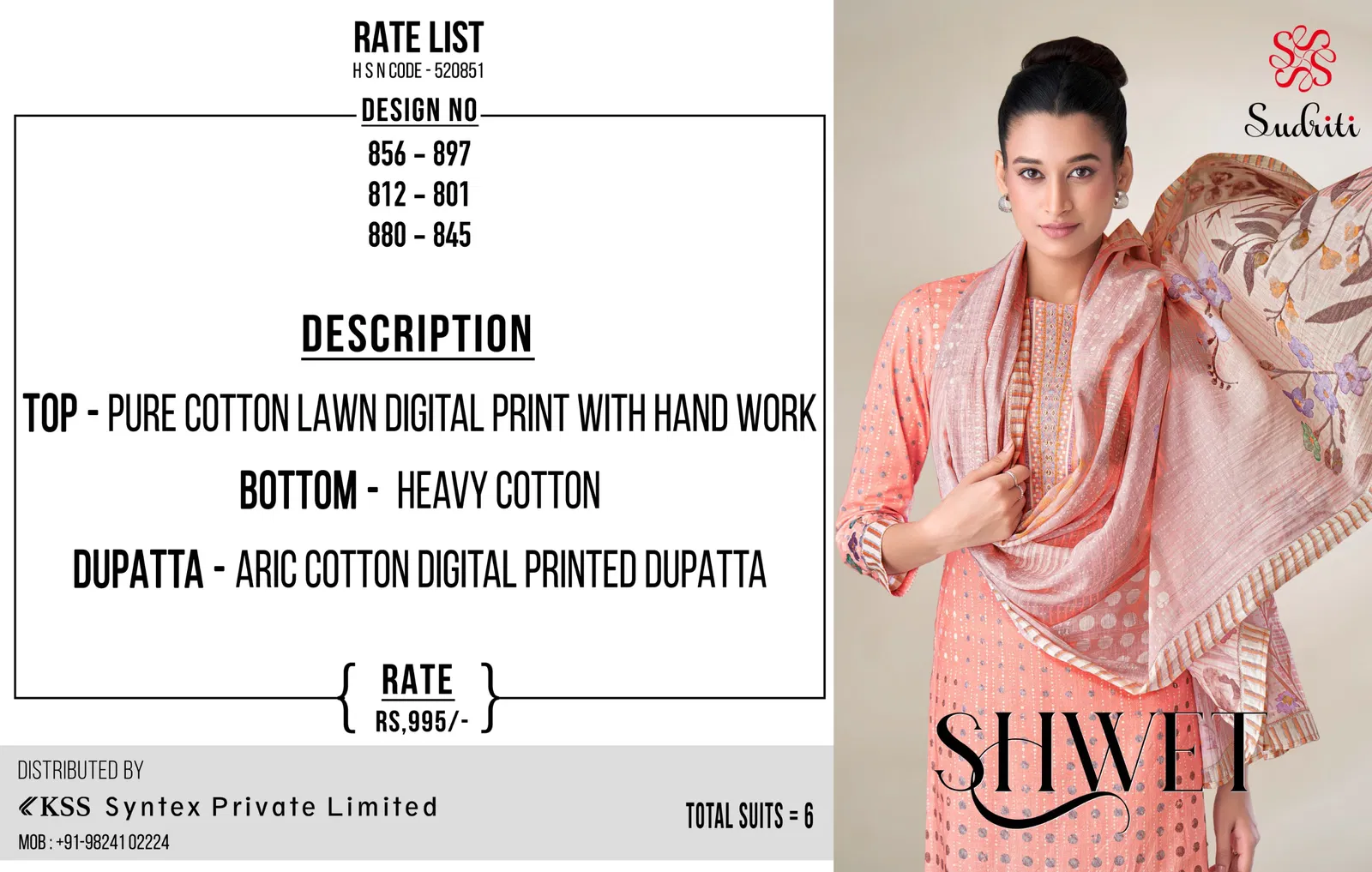 Shwet By Sudriti Lawn Cotton Printed Designer Salwar Suits Wholesale Online