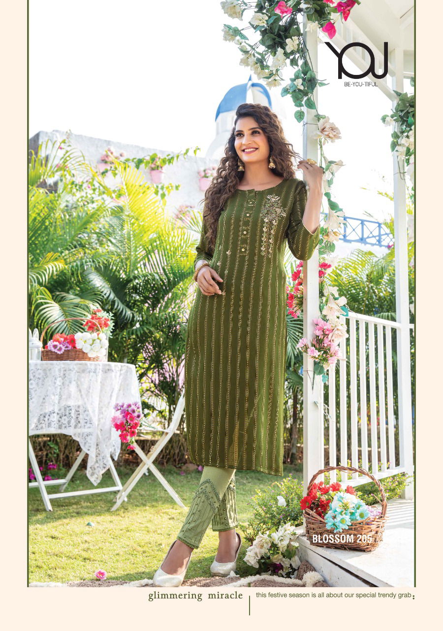 Wanna Blossom 2 Fancy Exclusive Ethnic Wear Rayon Kurti With Bottom Collection