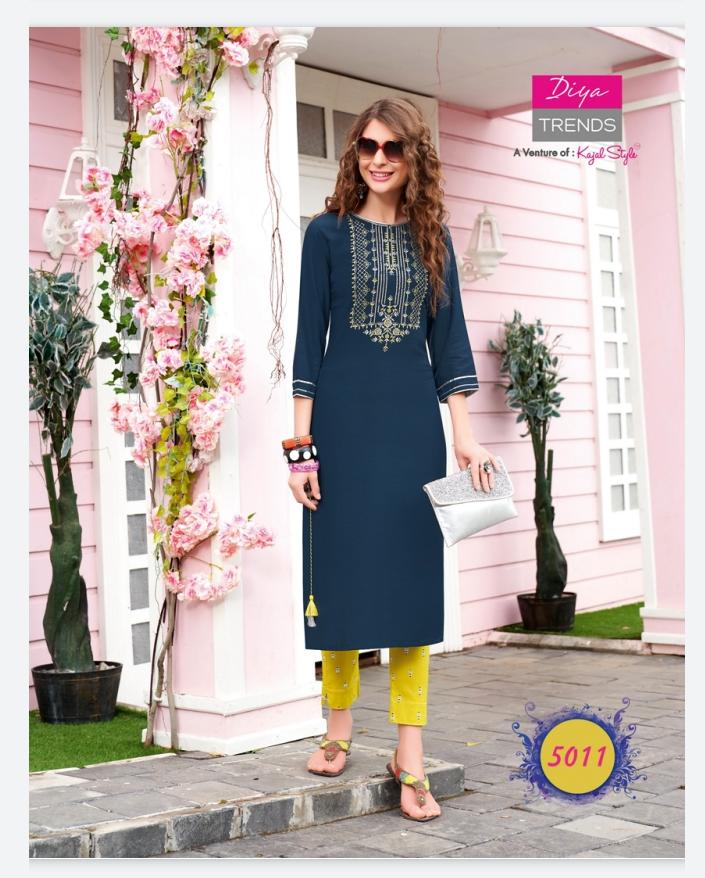 Fashionista 1 Ethnic Wear Rayon Designer Printed Kurtis With Bottom Collection
