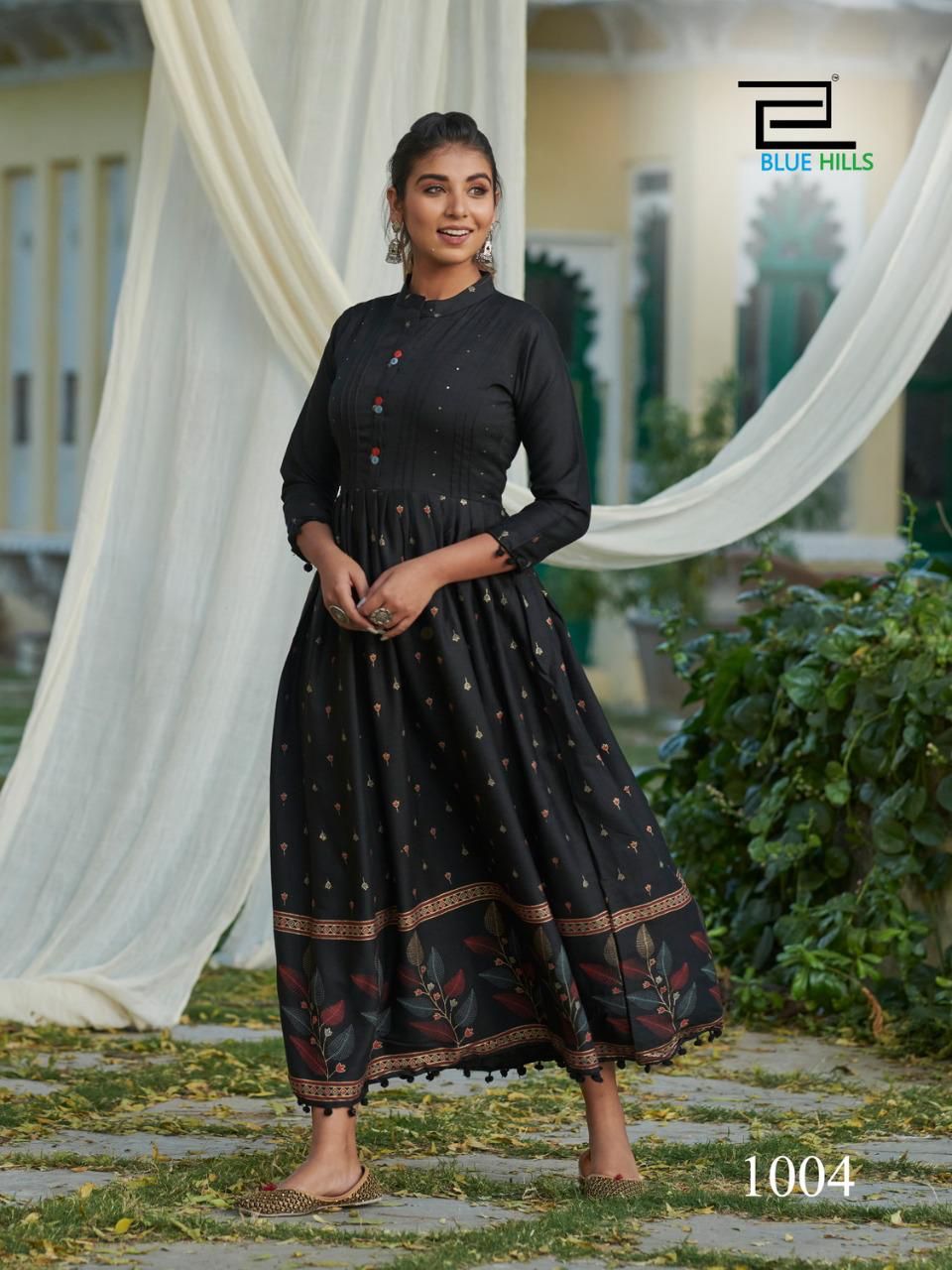 Blue Hills Pom Pom 1 Long Fancy Ethnic Wear Long Anarkali Kurti Collection