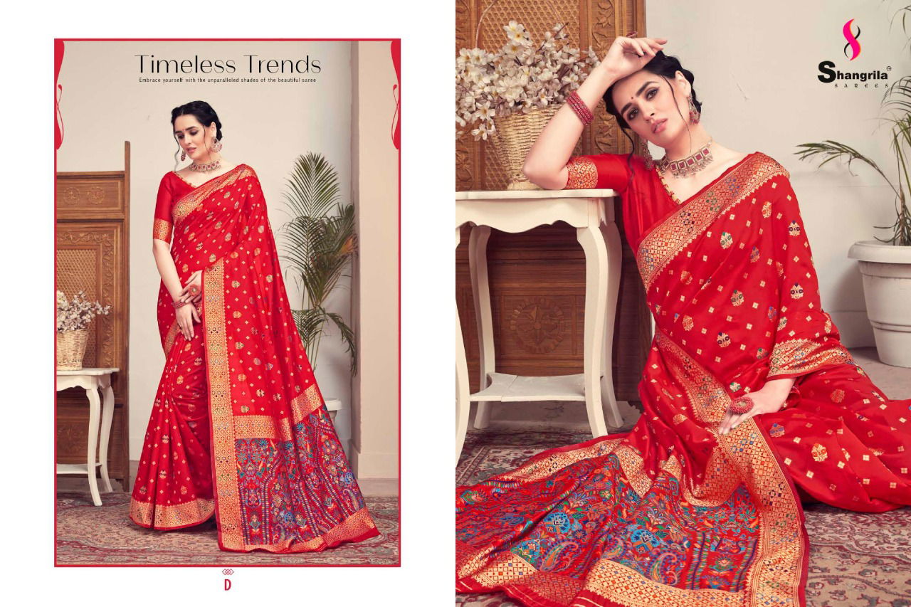 Shangrila Handicraft Silk Rich Kashmiri Fancy Festive Wear Weaving Silk Sarees Collection
