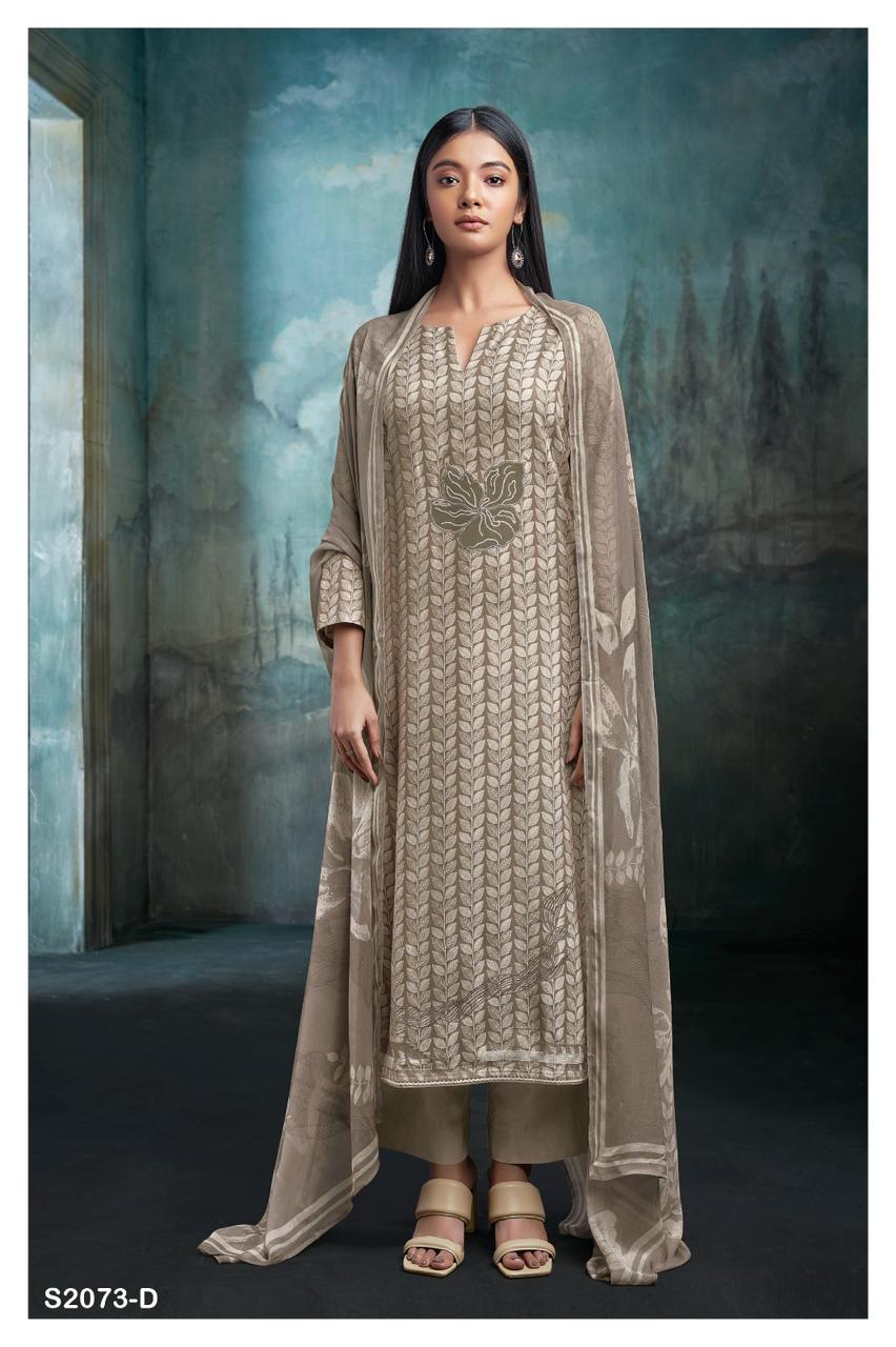 Skylar 2073 By Ganga Pashmina Kurti Bottom Dupatta Dress Material Catalog 