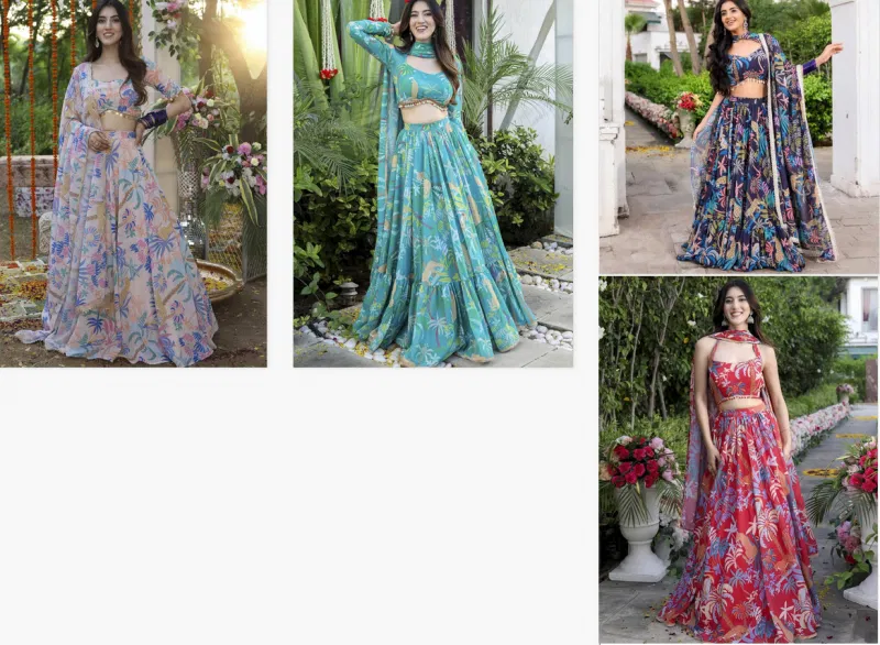 Jangle 1 Colours Georgette Fancy Digital Printed Lehenga Choli Bulk Orders In India
