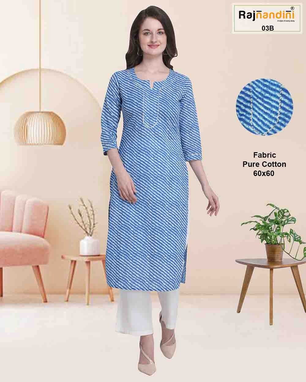 Rajnandini Print 4 Jaipuri Latest Fancy Designer Ethnic Wear Pure Cotton Printed Kurti Collection
