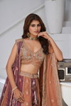 Rust Colour Georgette Tissue Zari Work Lehenga With Blouse And Dupatta Exporters In India Kf 2170