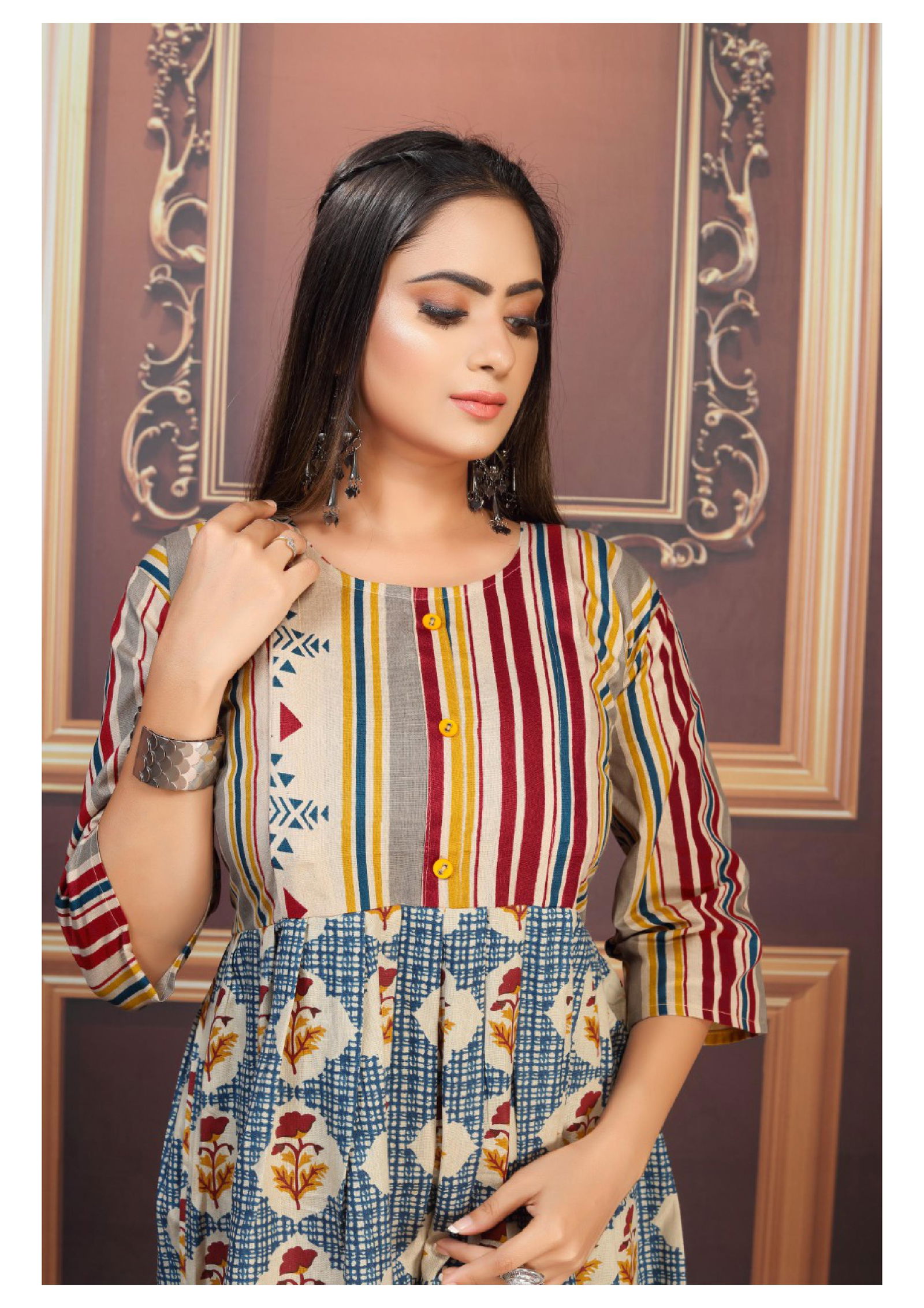 PAKIZA 6 New Collection Fancy Designer Regular Ethnic Wear Cotton Flex Print Anarkali Kurtis Collection