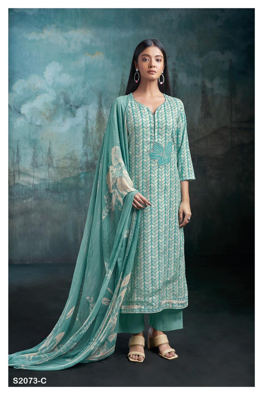 Skylar 2073 By Ganga Pashmina Kurti Bottom Dupatta Dress Material Catalog 