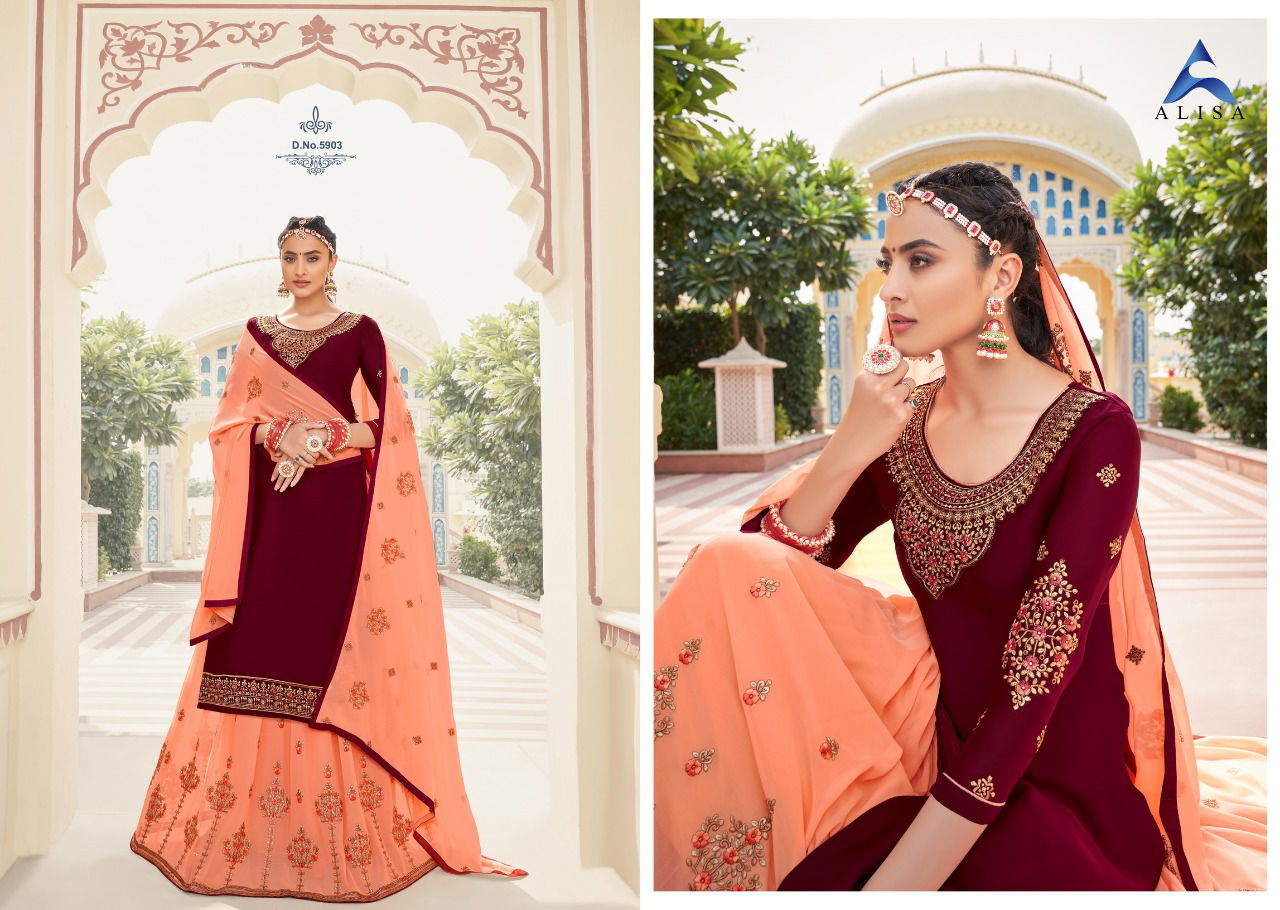 Alisa Kiara 6 Festive Wear Latest Designer Kurta With Georgette Bottom Salwar Suits Collection

