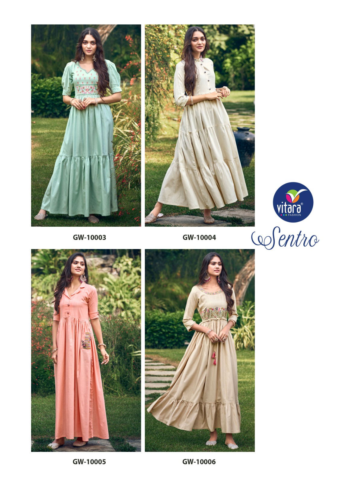 Vitara Sentro long Cotton Party Wear Kurtis Catalog