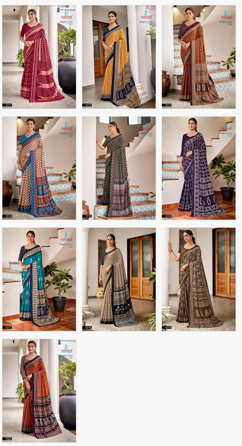 Bagru Pari Vol 2 By Lakhani Casual Wear Cotton Printed Saree Wholesale Clothing Suppliers In India