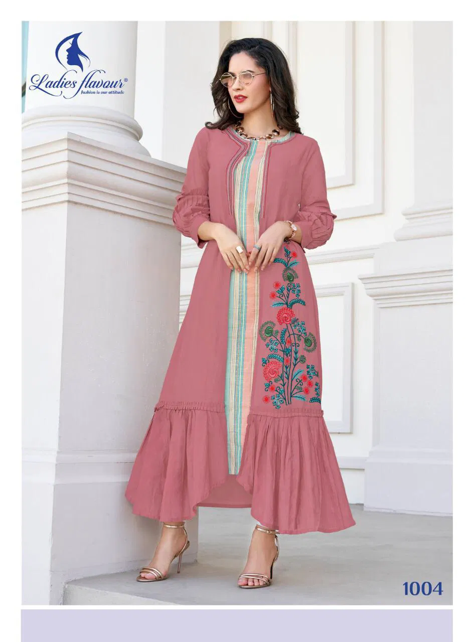 Life Style Vol-4 Ladies Flavour Designer South Cotton Stripes & Rayon Stripes & Mull Cotton & Musline With Embroidery Work Comfy Kurti With Pant 