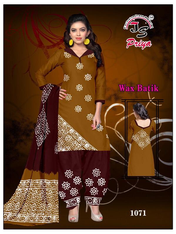 Js Priya Cotton Wax Batik Casual Wear Cotton Printed Dress Material Collection
