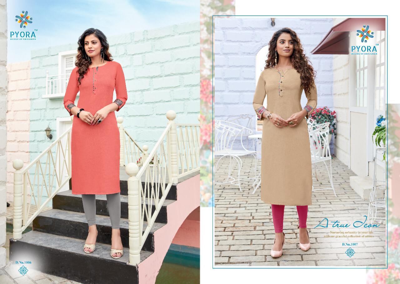 PYORA DIVA VOL-1 Latest Designer fancy Regular Wear Pure Swiss Slub cotton Kurtis Collection