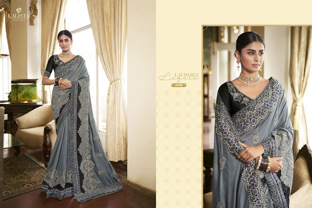 Kalista Sana Gold Edition Wedding Wear Heavy Embroidery Designer Sarees Collection

