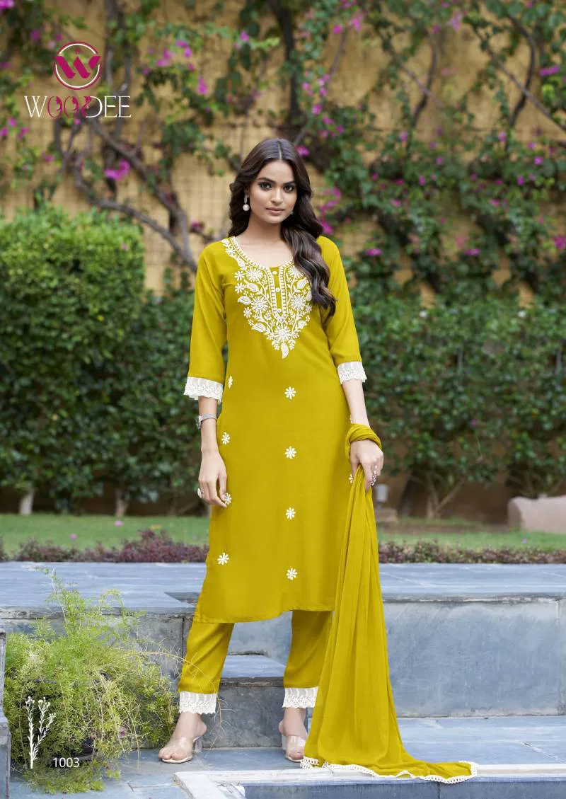 White Lotus By Woodee Rayon Slub Readymade Suits Suppliers In India