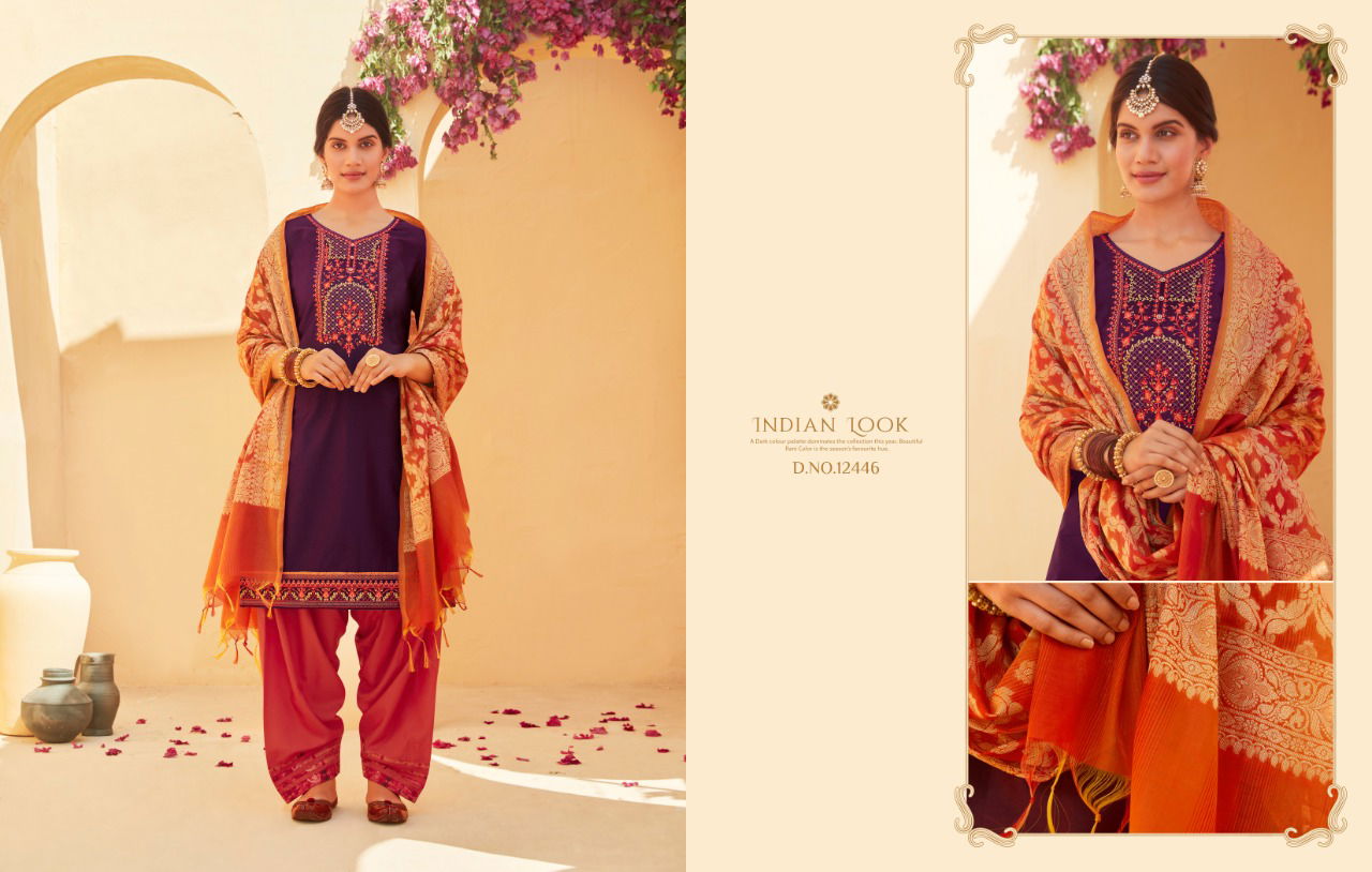 KAJREE SUNHERI PATIYALA VOL-4 Latest Fancy Designer Festive Wear Jam Silk with Embroidery Work And Khatli Work Readymade Salwar Suit Collection