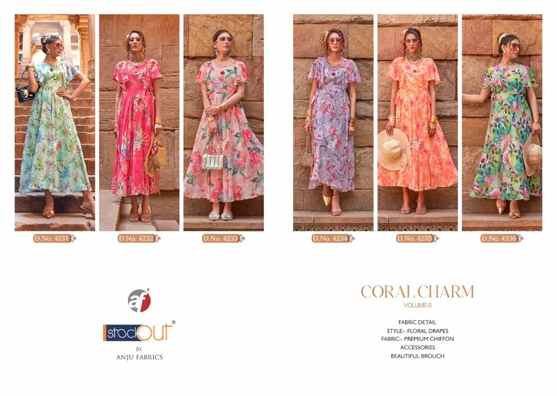 Coral Charm Vol 5 By AF Long Party Wear One Piece Suppliers In India