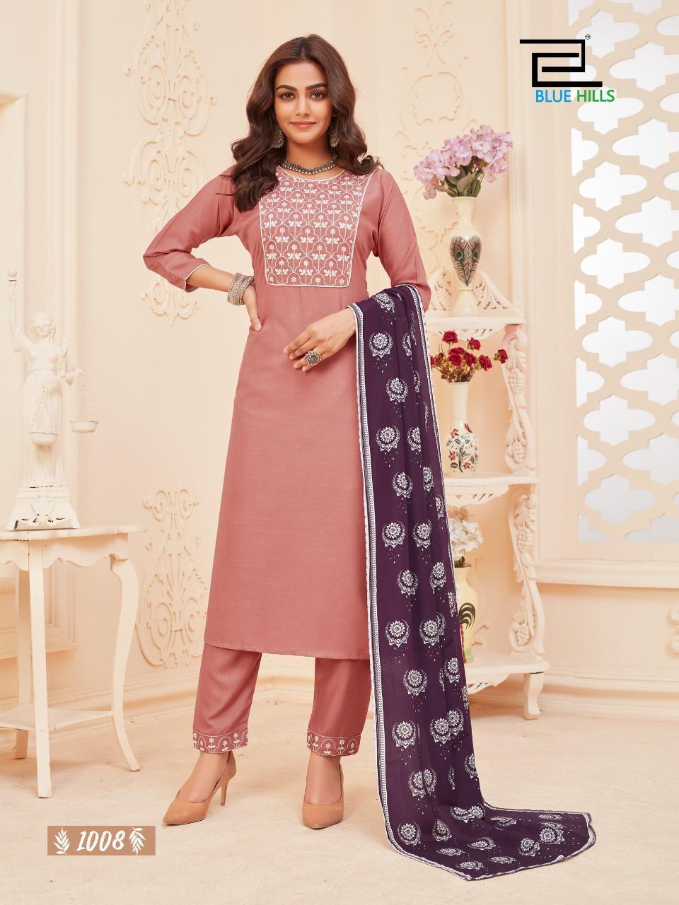 Blue Hills Dupatta Queen 1 Latest Designer Fancy Festive Wear Rayon Embroidery Work And Silai Pattern Readymade Collection
