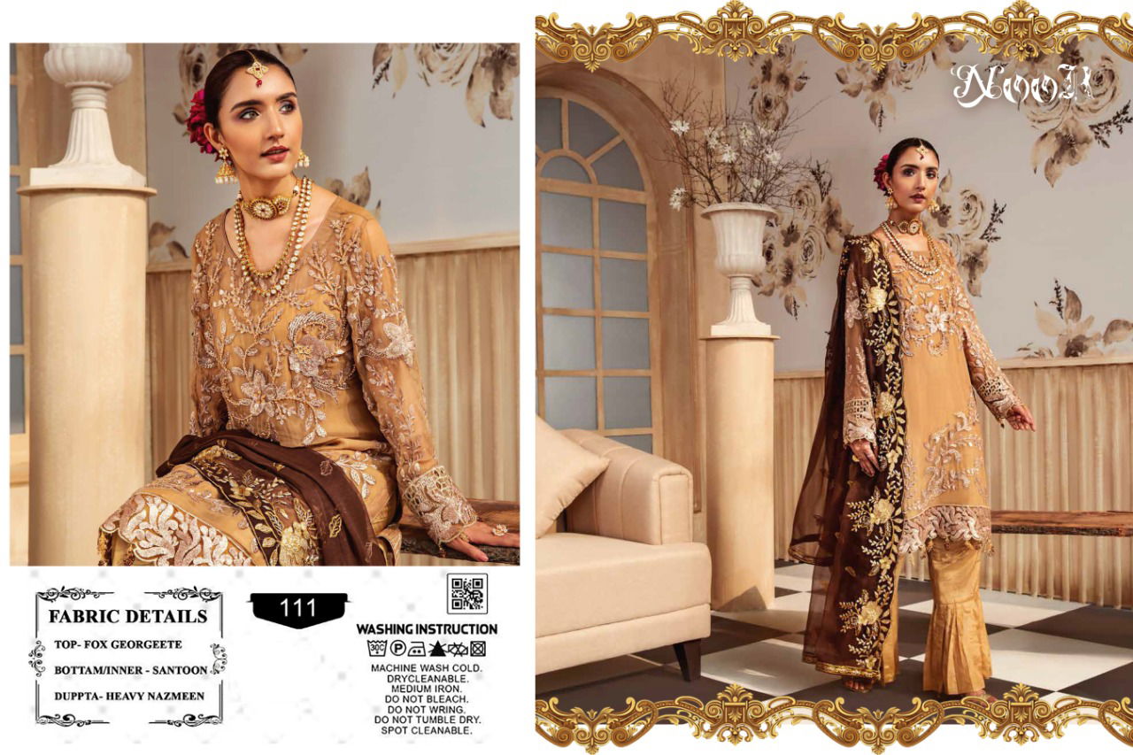 Noor Zeenat 1 Latest Fancy Collection Heavy Festive Wear Fox Georgette Embroidery Pakistani Salwar Suits
