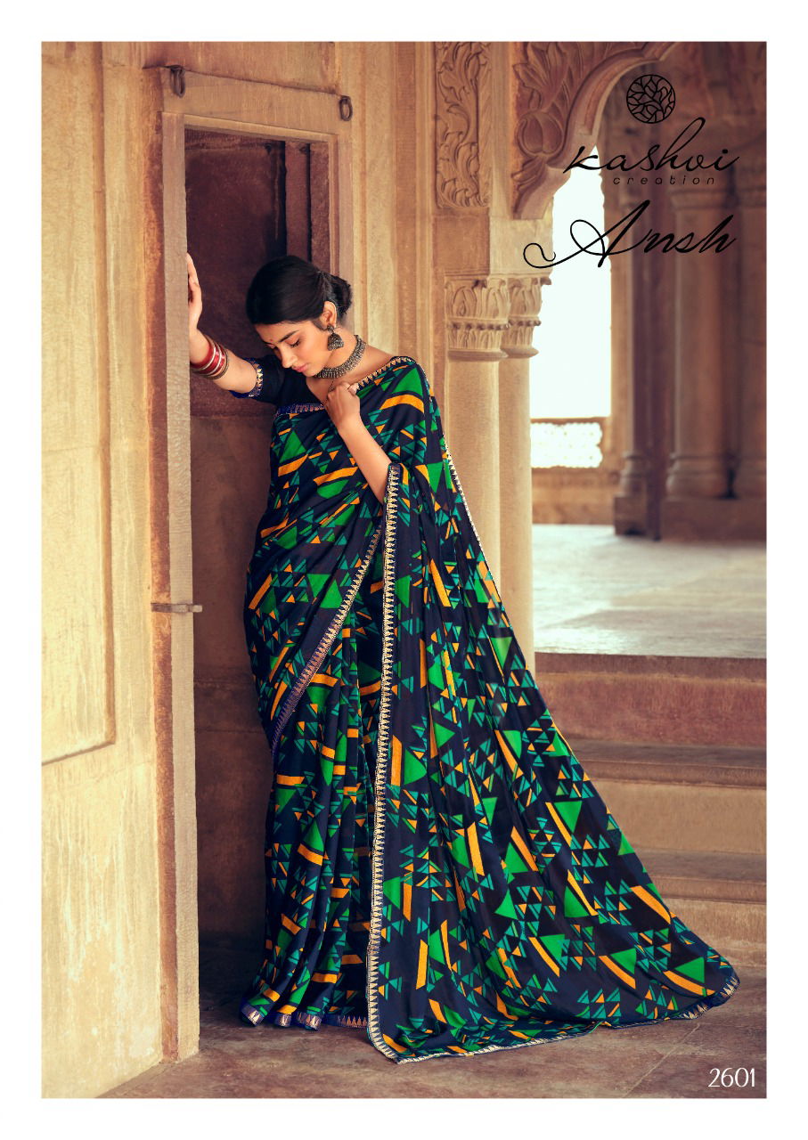 Kashvi Ansh 2 Fancy Designer Casual Regular Wear Weightless Georgette Printed Sarees Collection
