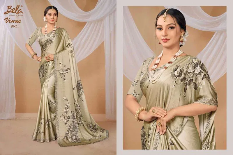 Venus By Bela Fashion Satin Print Saree Bulk Orders In India