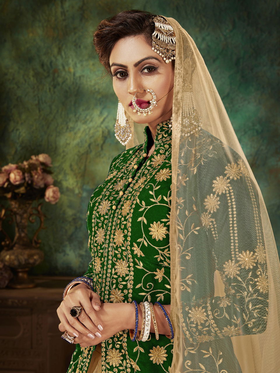 Senhora Zara 19 Colours Wedding Wear Velvet With Embroidery And Stone Work With Net Dupatta And Skirt Salwar Suits Collection
