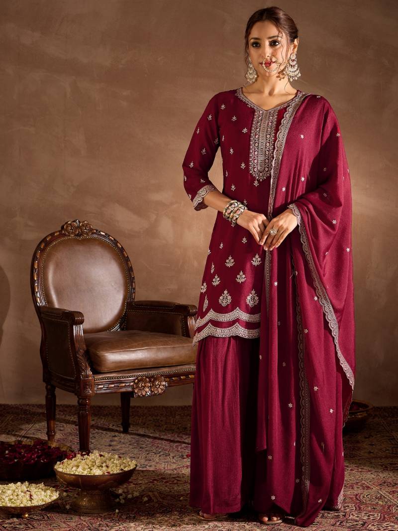 Indo Era 2563 Silk Embroidered Kurti Bottom With Dupatta Exporters In India