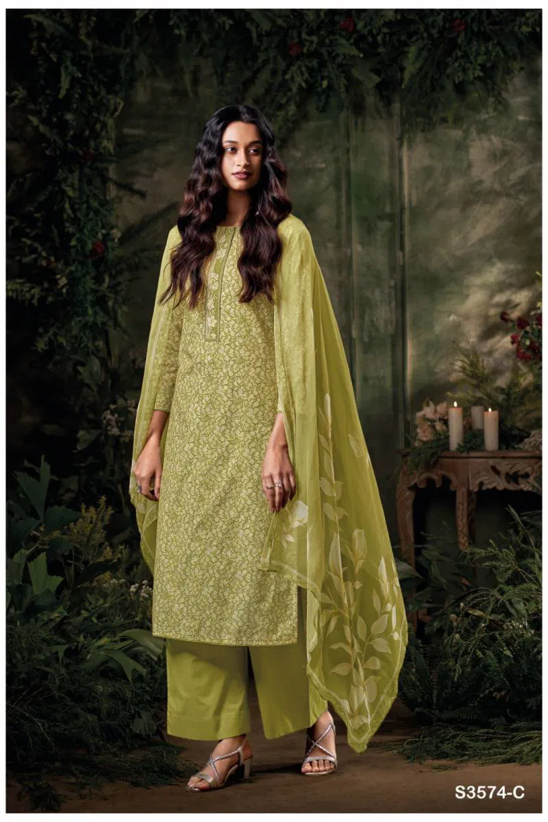 Cianna By Ganga Cotton Printed Embroidered Salwar Suit Wholesale Clothing Distributors In India
